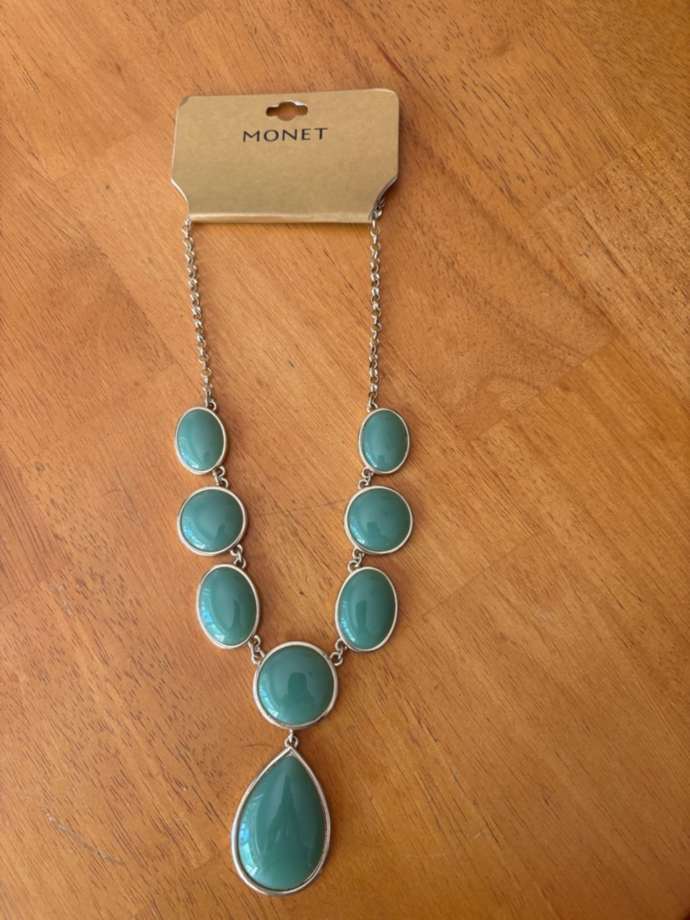 LOFT Teal Green Oval & Teardrop Pendant Necklace